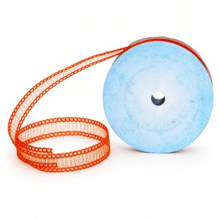 Rolă plasă poliester portocalie tip scară 3 cm pentru flori